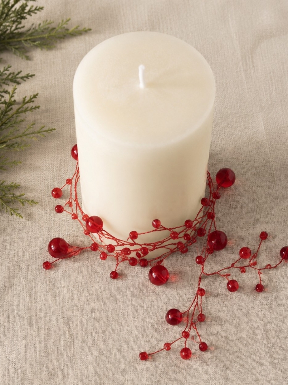 #6038 Gold Canyon Red Dazzle Wrap Beads 14” Candle Décor